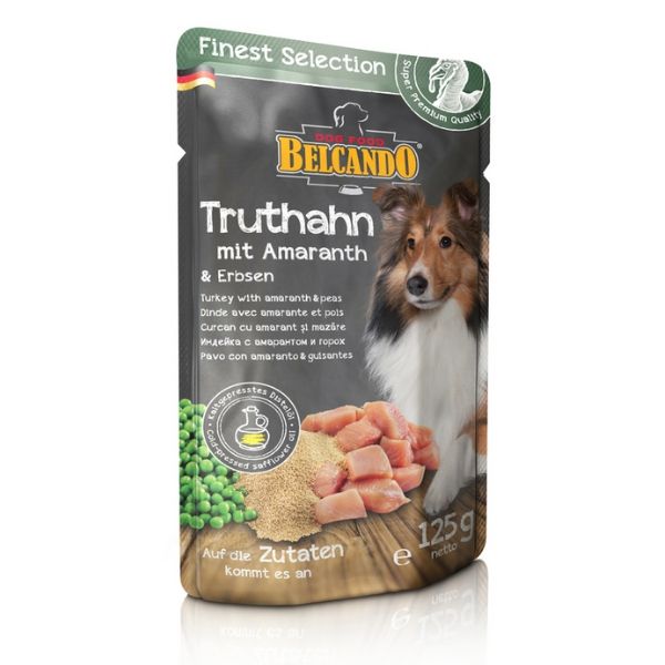 בלקנדו מחית מזון רטוב פאוץ' לכלבים - הודו, אמרנט ואפונה - 125 גרם