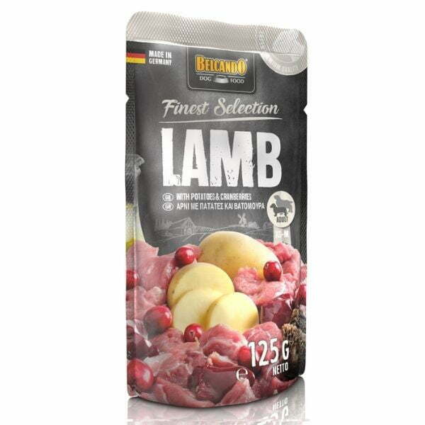 בלקנדו מחית מזון רטוב פאוץ' לכלבים - כבש, תפוחי אדמה וחמוציות