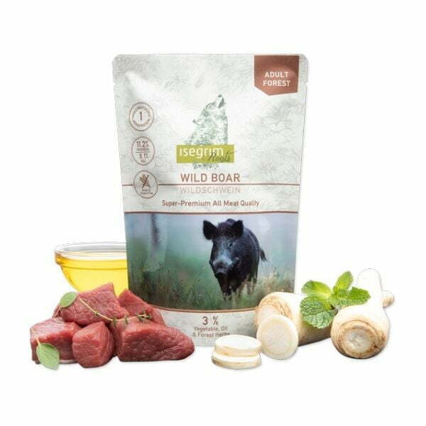 איסגרים מזון טבעי לכלבים חזיר בר, גזר לבן, שמן פשתן ועשבי תיבול