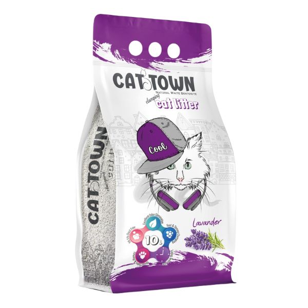 קט טאון Cat Town חול לחתולים מתגבש בניחוח לוונדר - 10 ליטר