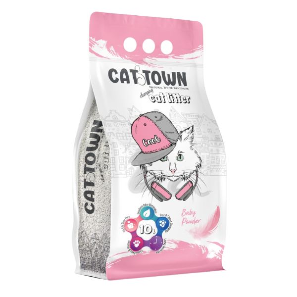 קט טאון Cat Town חול לחתולים מתגבש בניחוח בייבי פאודר - 10 ליטר