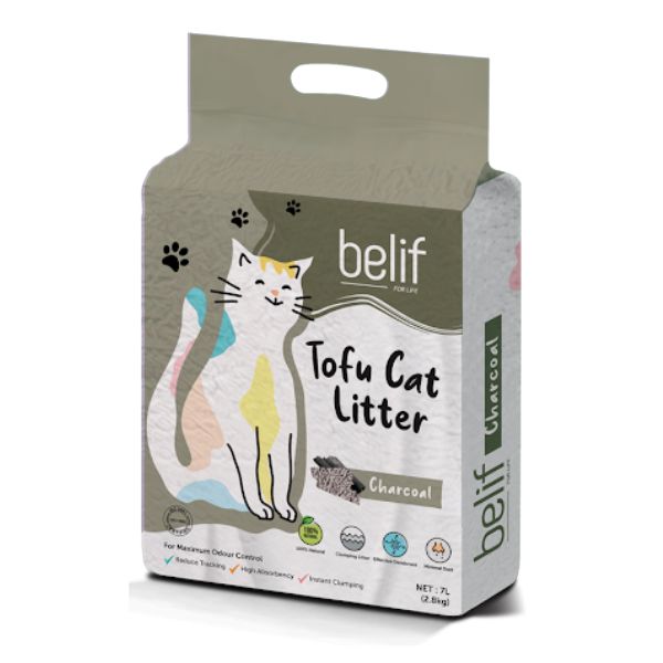 Belif חול מתגבש טבעי מטופו בתוספת פחם פעיל - 7 ליטר