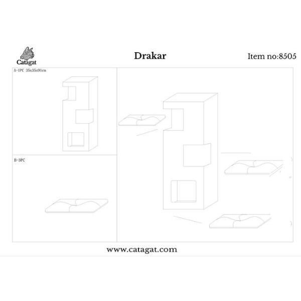 CATAGAT - Drakar מתקן גירוד לחתולים איכותי ויוקרתי - 91 ס"מ
