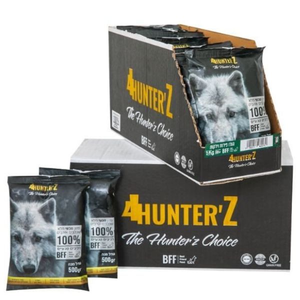 4Hunterz פור האנטרז מזון טבעי לכלבים עוף סלמון פירות וירקות - 6 ק"ג