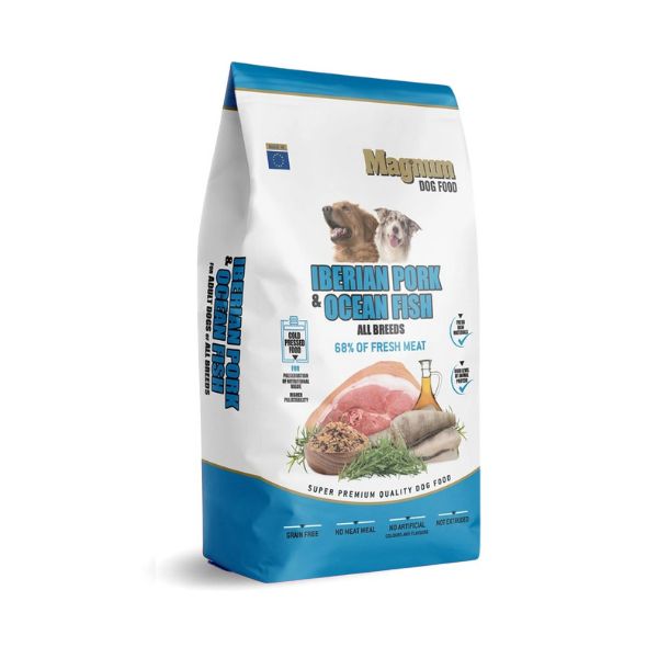 מגנום מזון לכלבים חצי לח בכבישה קרה 100% טבעי איבריקו ודגי ים- 3 ק"ג