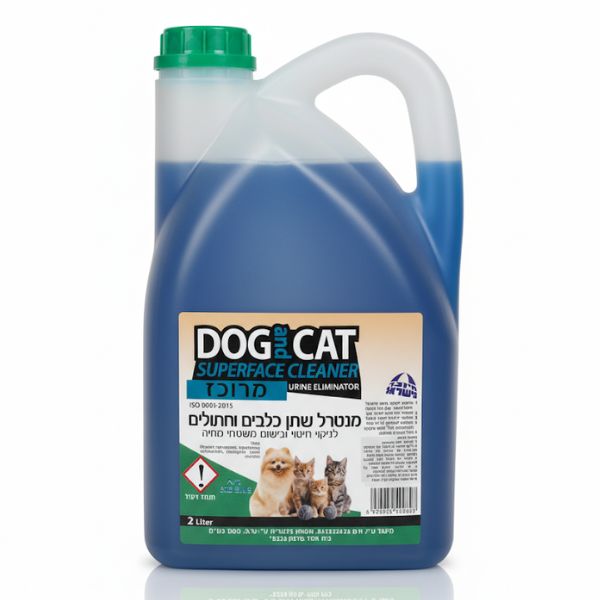 Dog&Cat – מנטרל ריחות שתן כלבים וחתולים חומר מרוכז לגינה / מרפסת ושטחים גדולים בניחוח אקו בלו – 2 ליטר