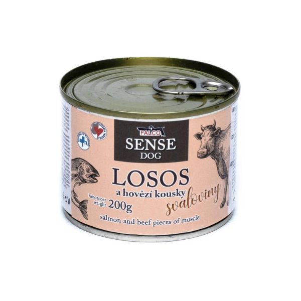 Falco Sense dog מזון רטוב בשימורים סלמון שריר בקר וחזיר - 200 גרם